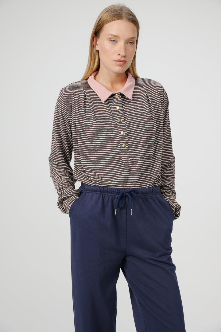 Poenta Brown Striped Polo