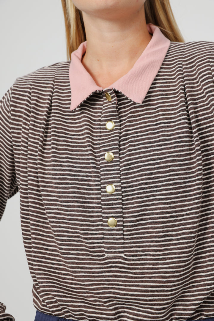 Poenta Brown Striped Polo