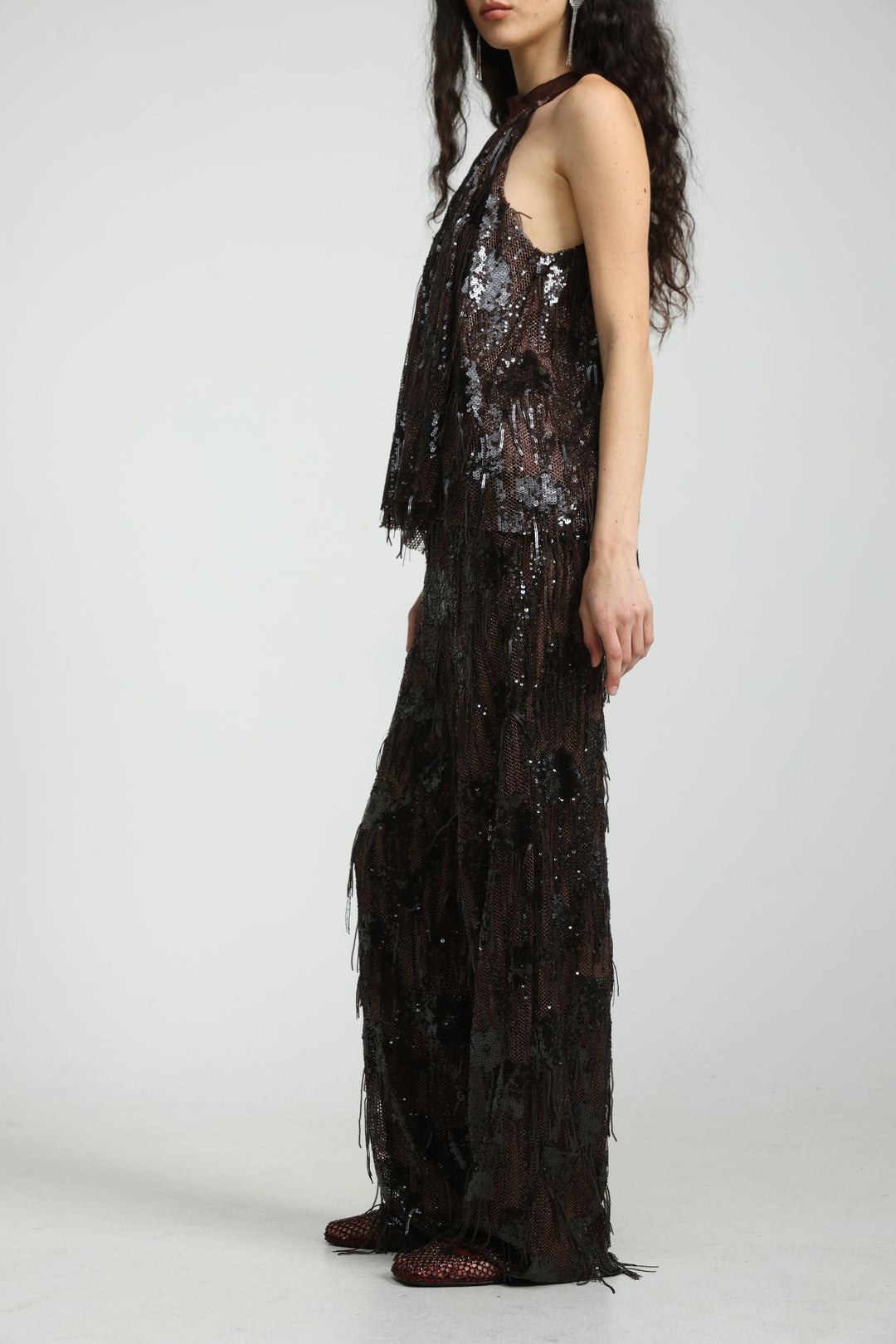 Sequin Fringe Brown Bottoms