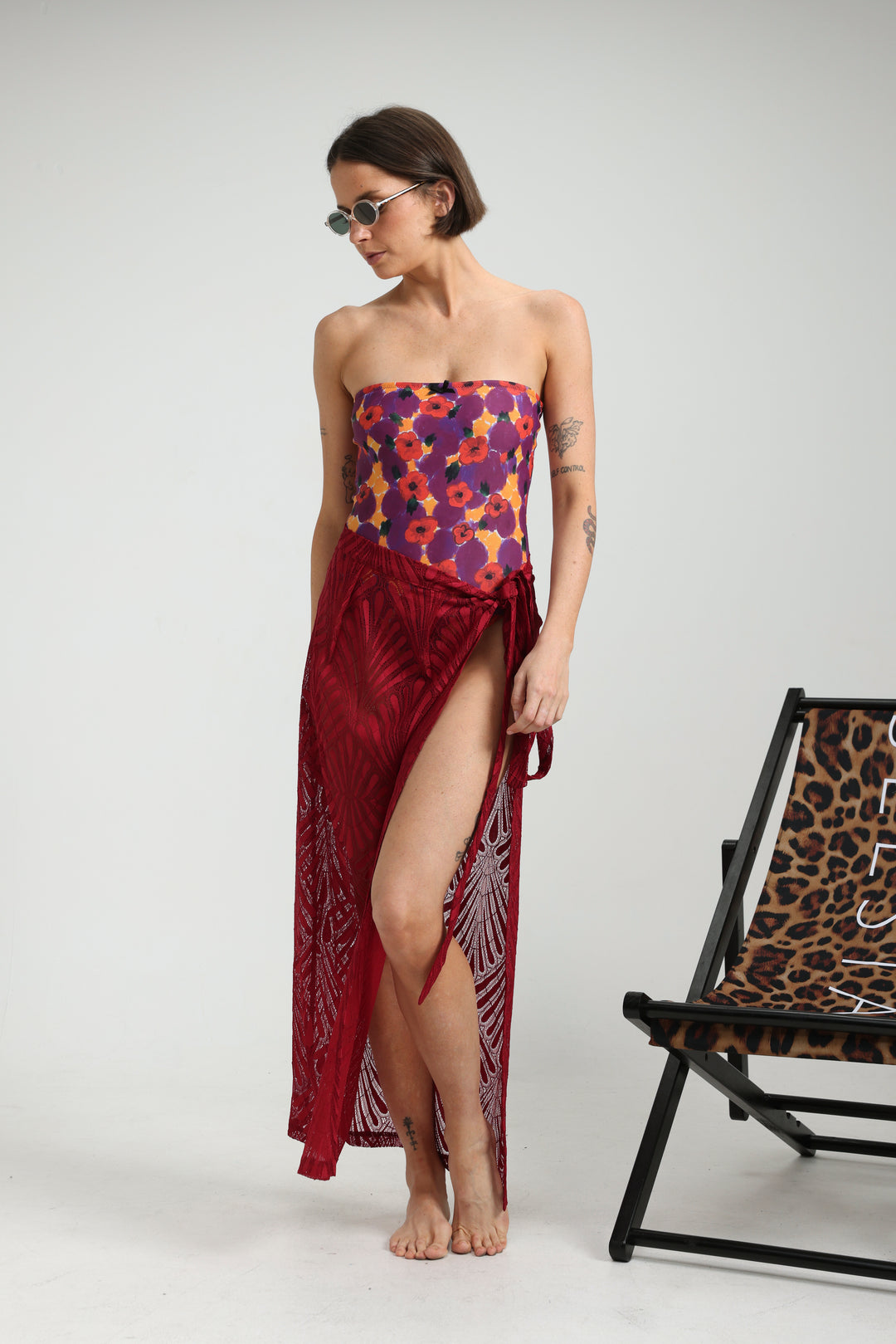 Lacy Wine Wrap Skirt