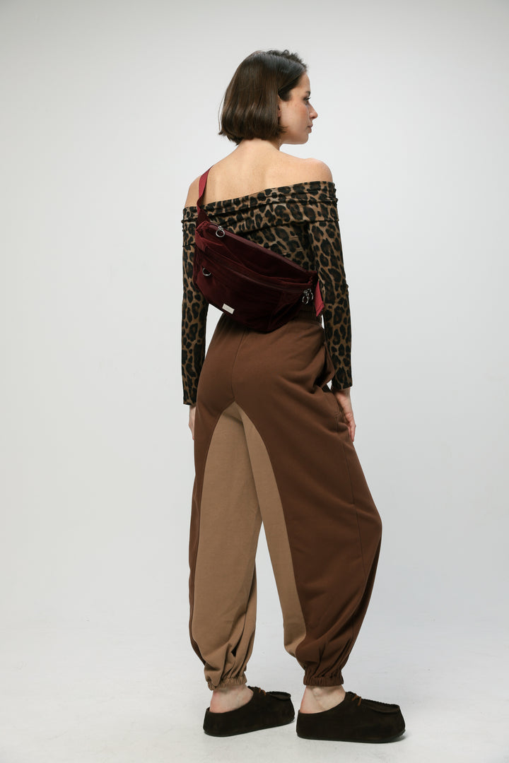 EE Wine Velvet Belt Bag