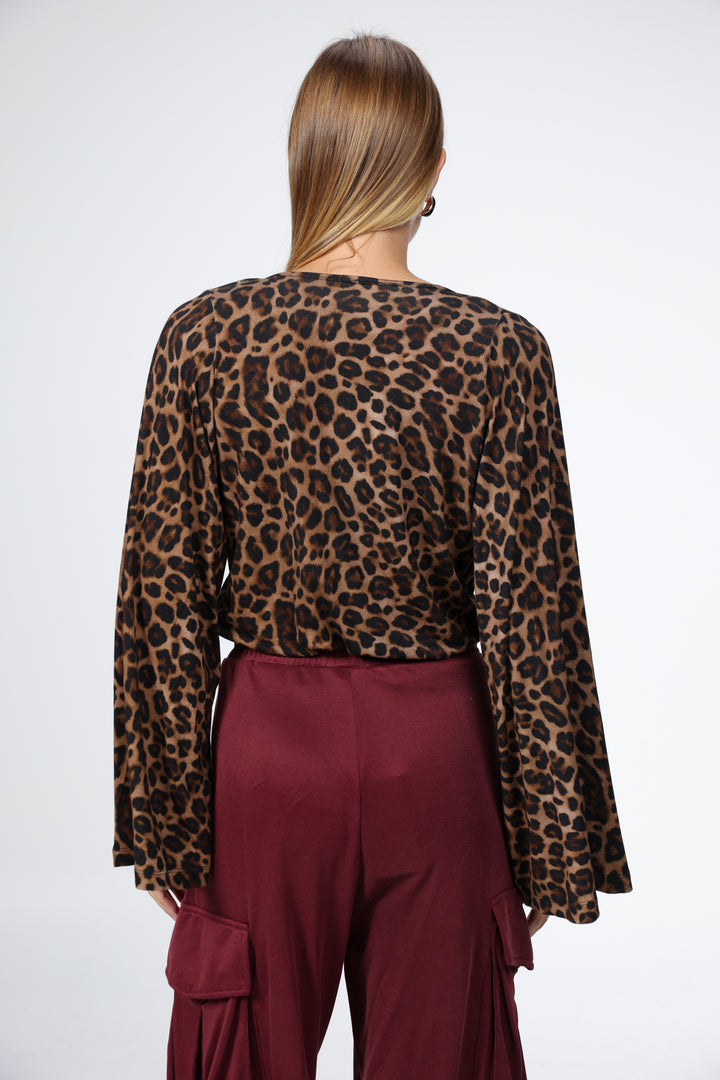 חולצה מנומרת נשים גב Mousse Leopard Shirt 