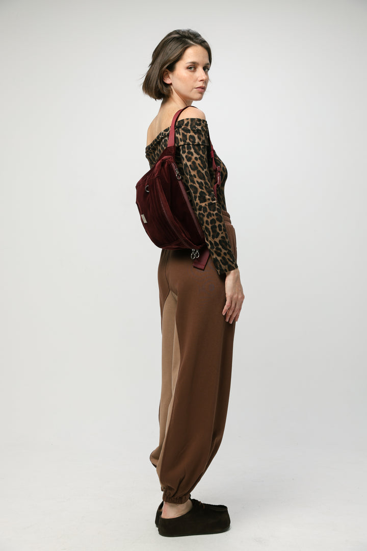 EE Wine Velvet Belt Bag