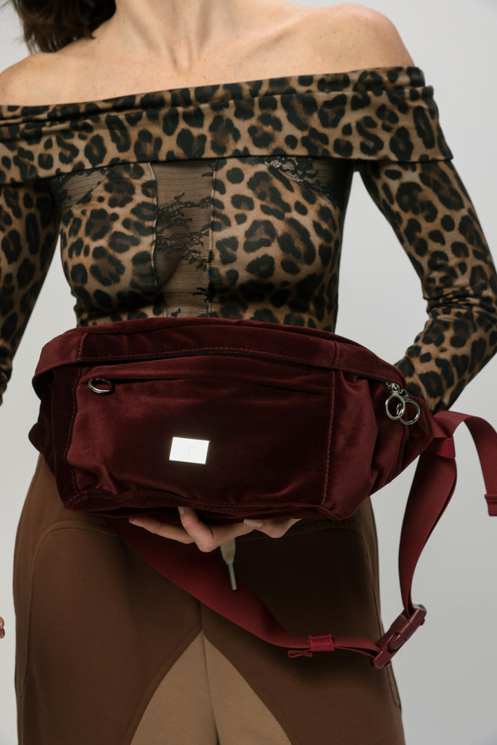 EE Wine Velvet Belt Bag