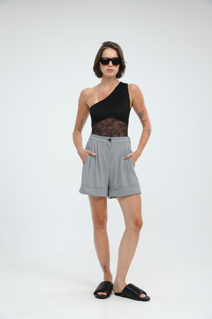 Arie Black Check Shorts