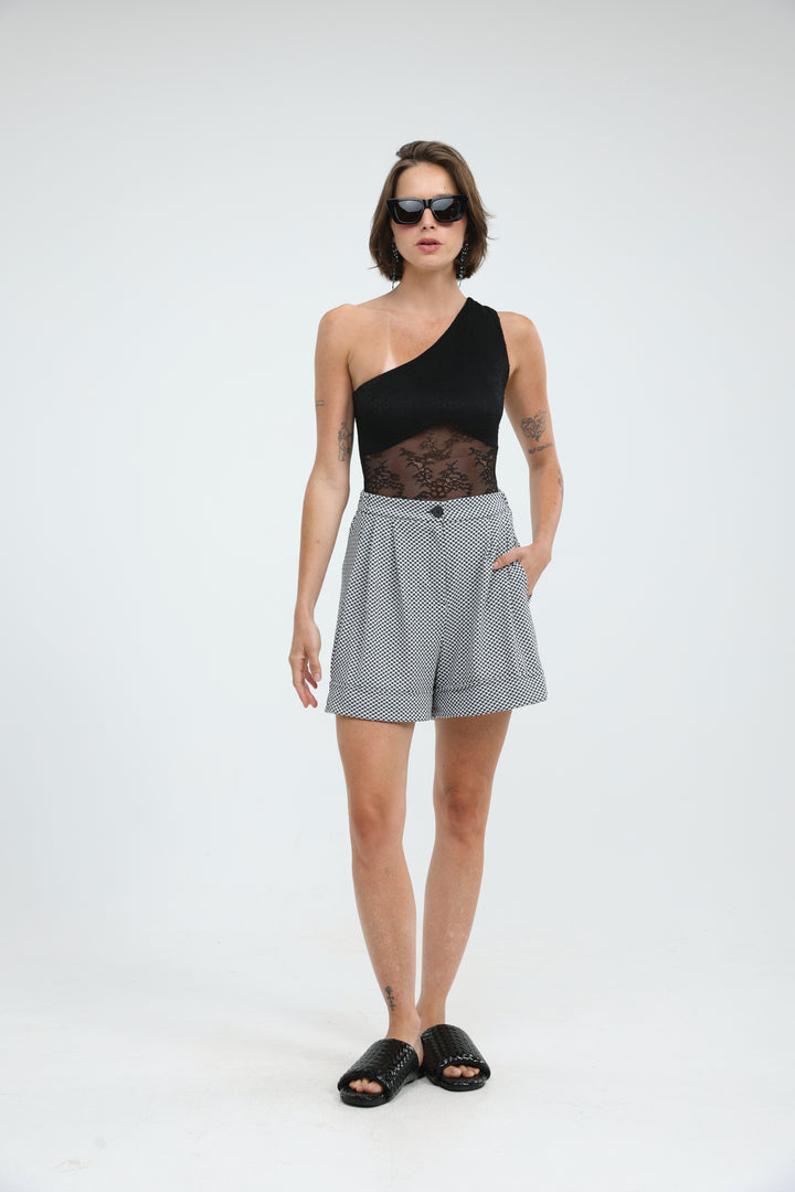 Arie Black Check Shorts