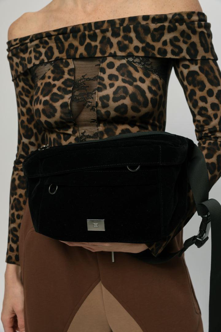 EE Black Velvet Belt Bag