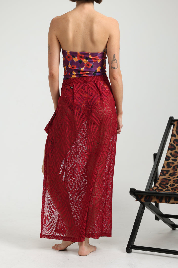 Lacy Wine Wrap Skirt