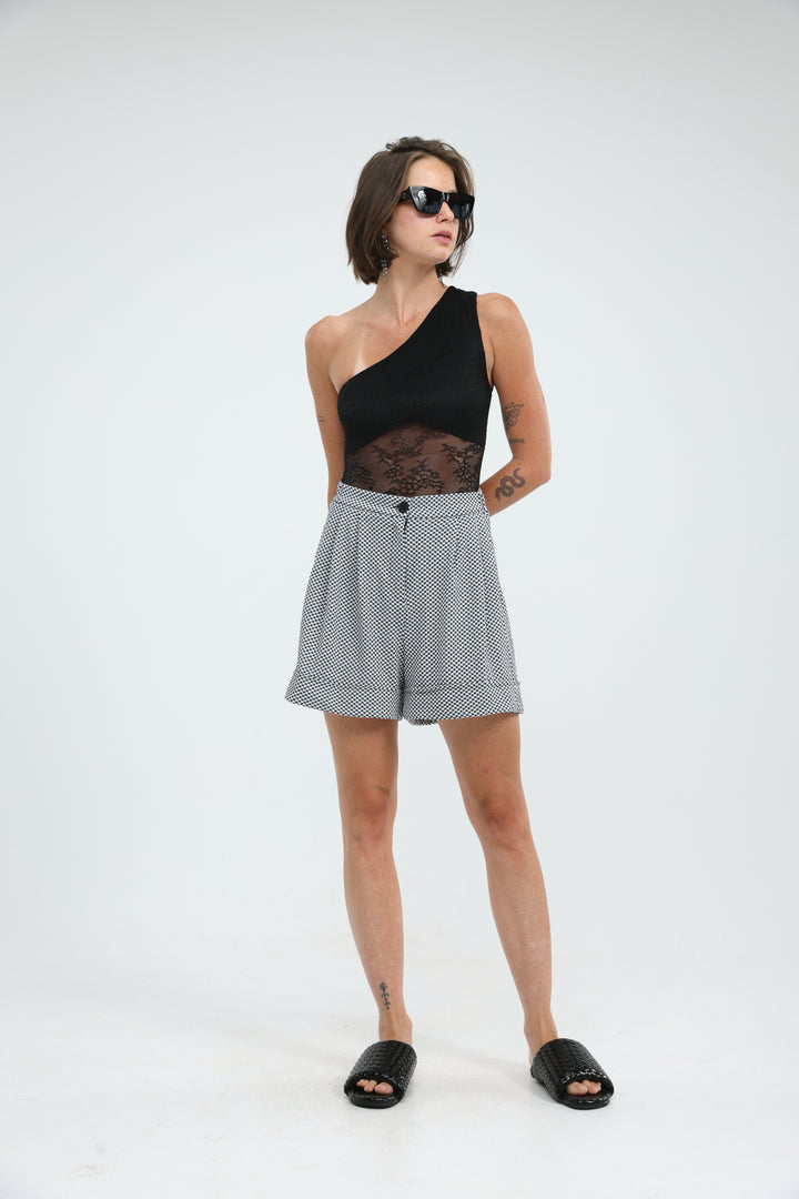 Arie Black Check Shorts