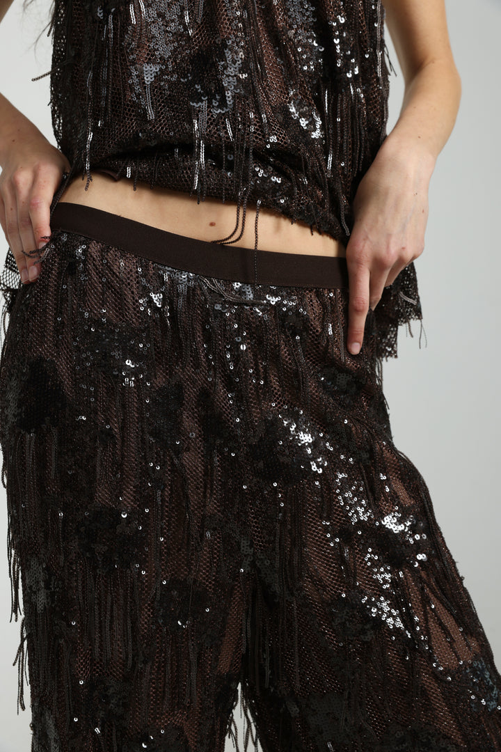 Sequin Fringe Brown Bottoms