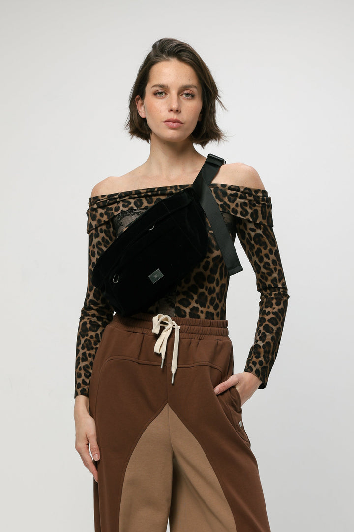 EE Black Velvet Belt Bag