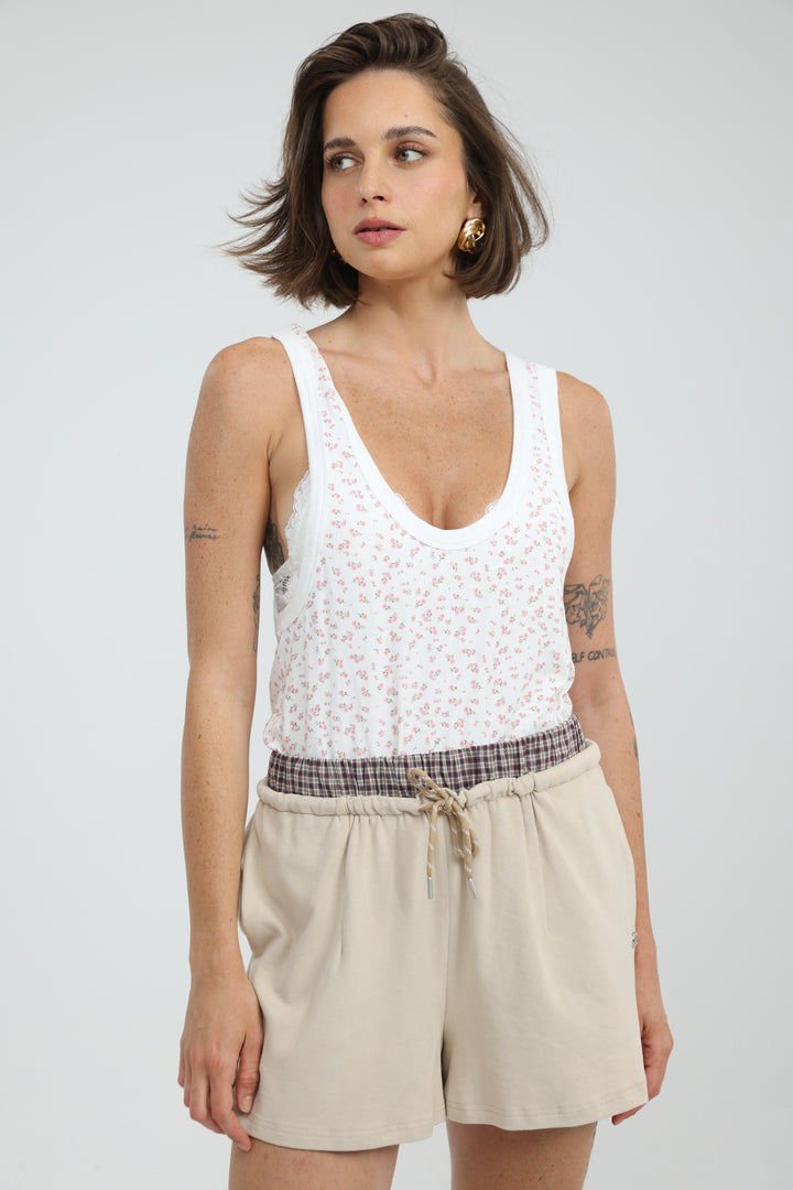 Tropic White Floral Tank