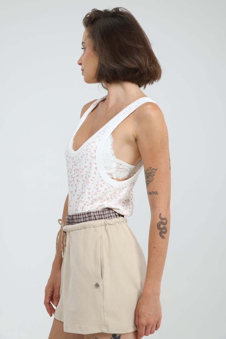 Tropic White Floral Tank