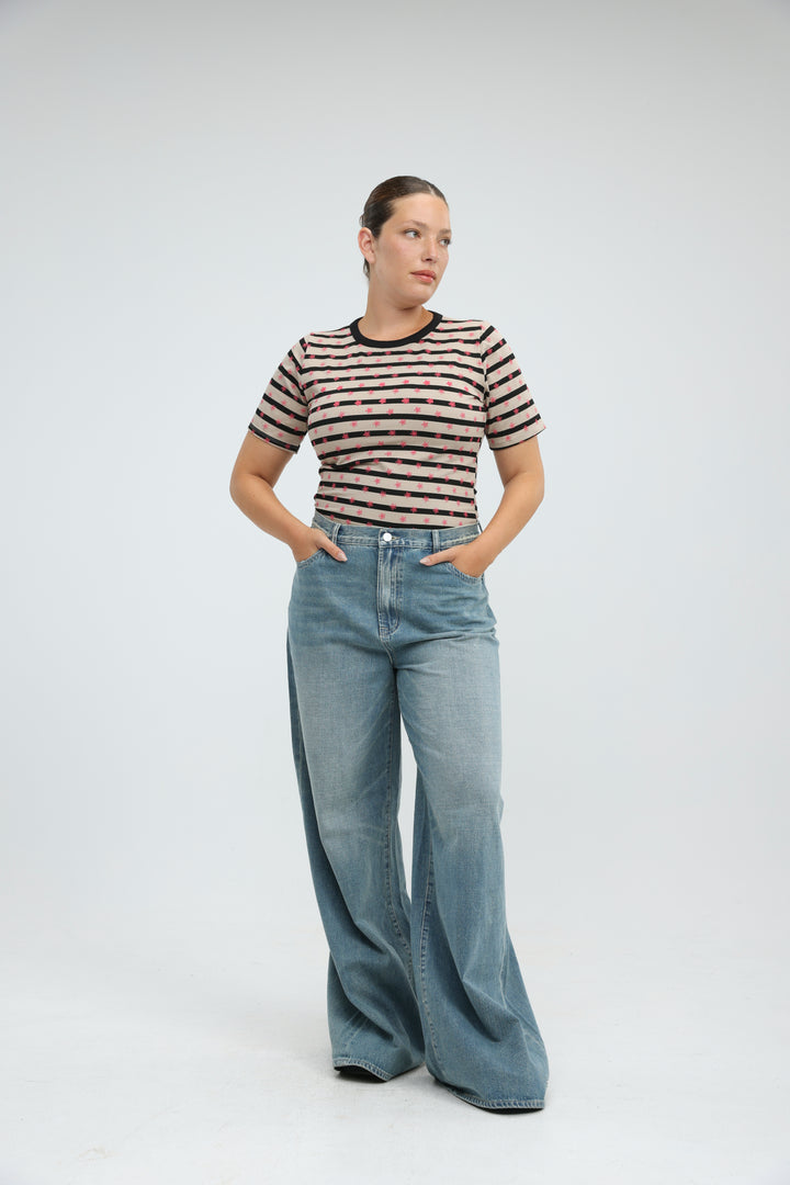 Doodle Camel Striped T-Shirt