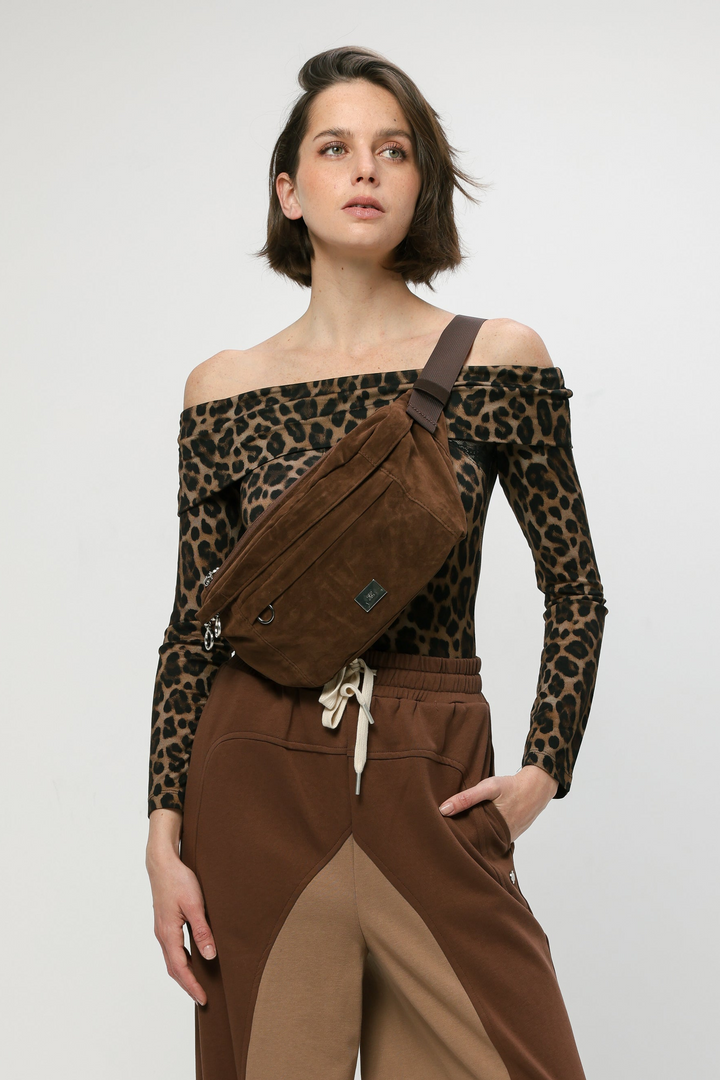 EE Brown Velvet Belt Bag