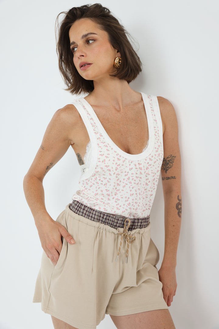 Tropic White Floral Tank