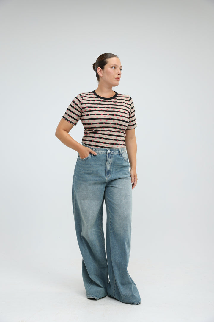 Doodle Camel Striped T-Shirt