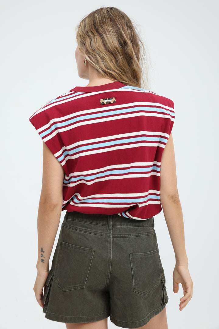 July Red Striped Padded Tank