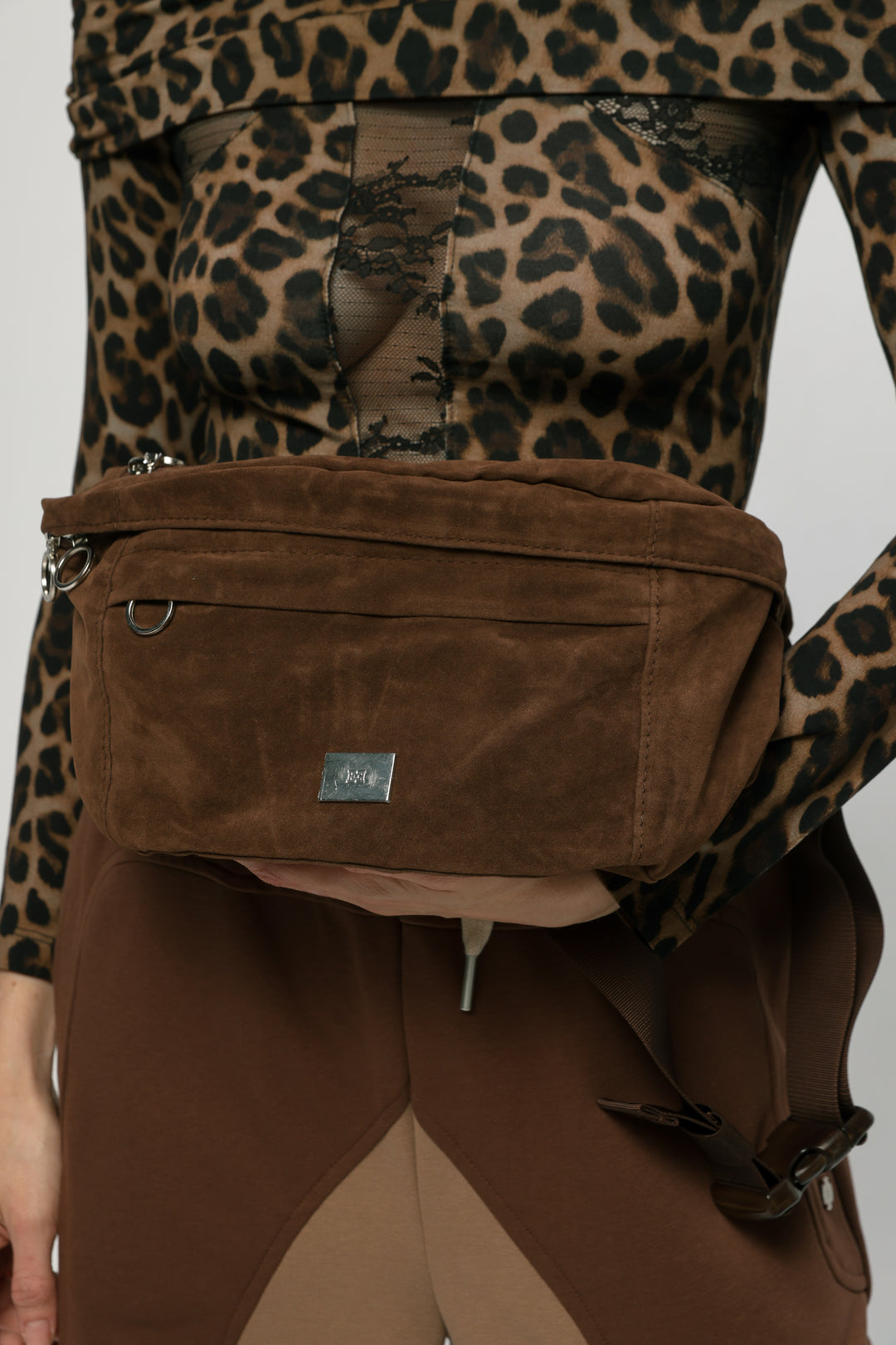 EE Brown Velvet Belt Bag