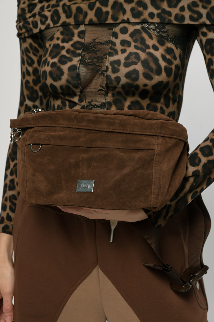 EE Brown Velvet Belt Bag