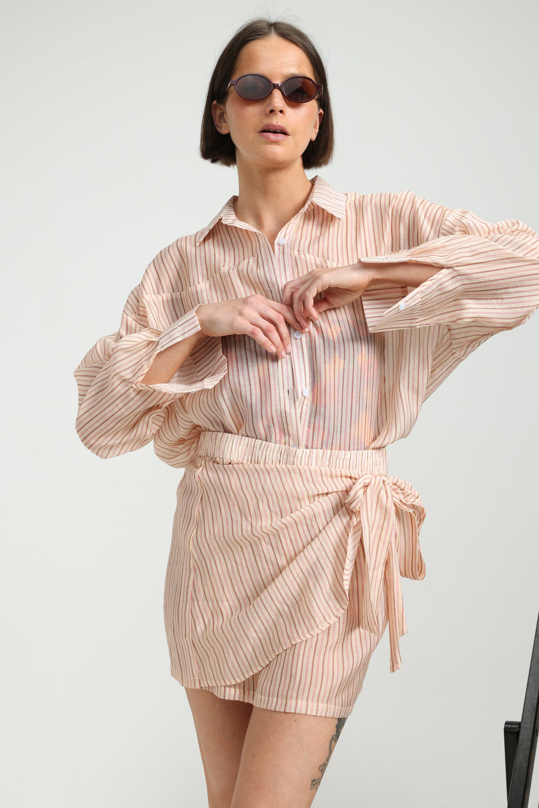 Fluid Pink Striped Skirt