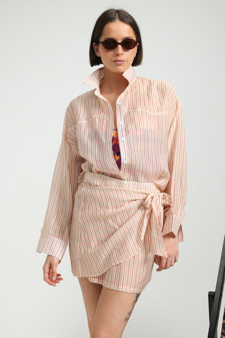 Fluid Pink Striped Skirt