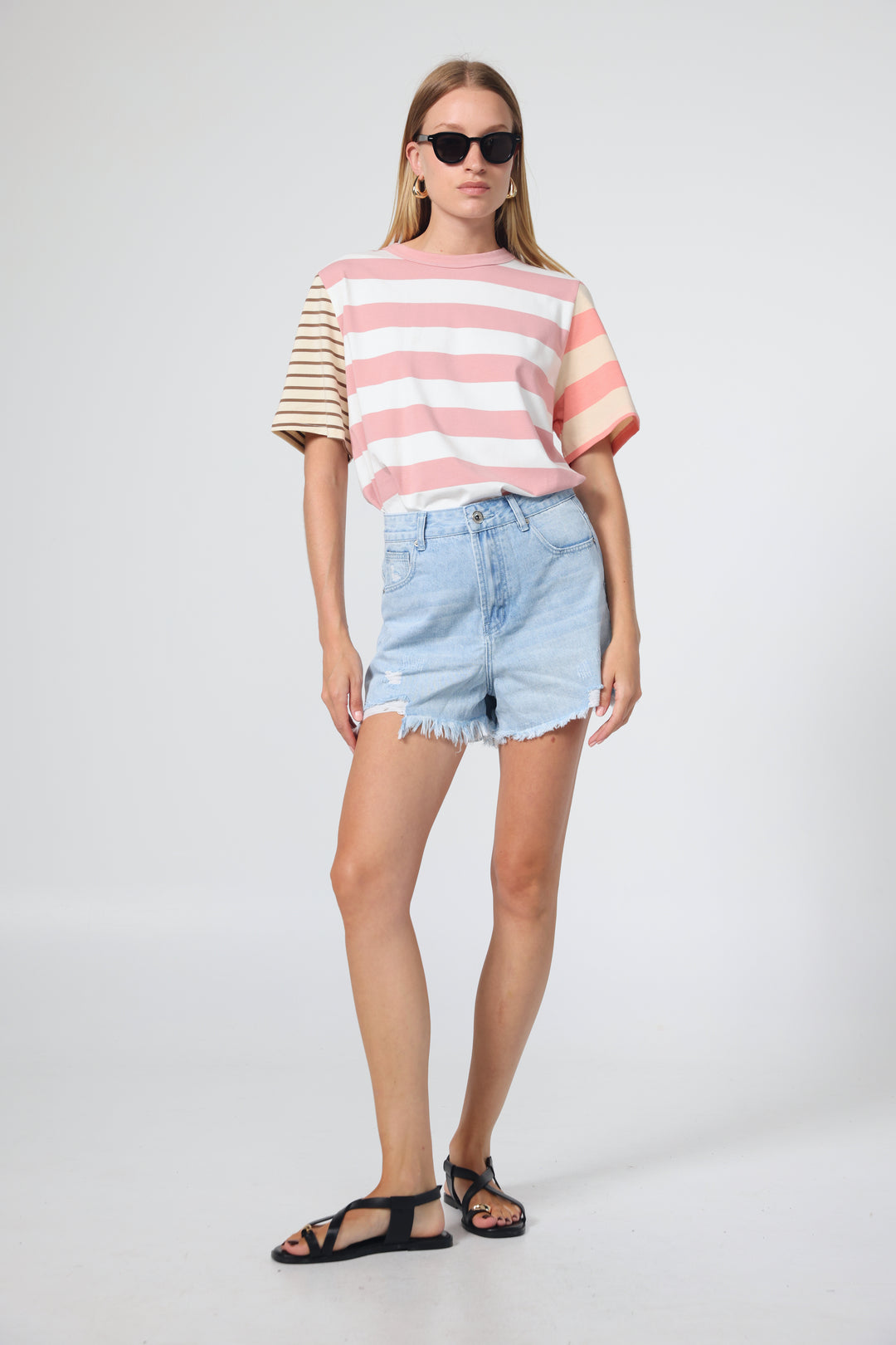 Time Pink Mixed Stripes T-Shirt