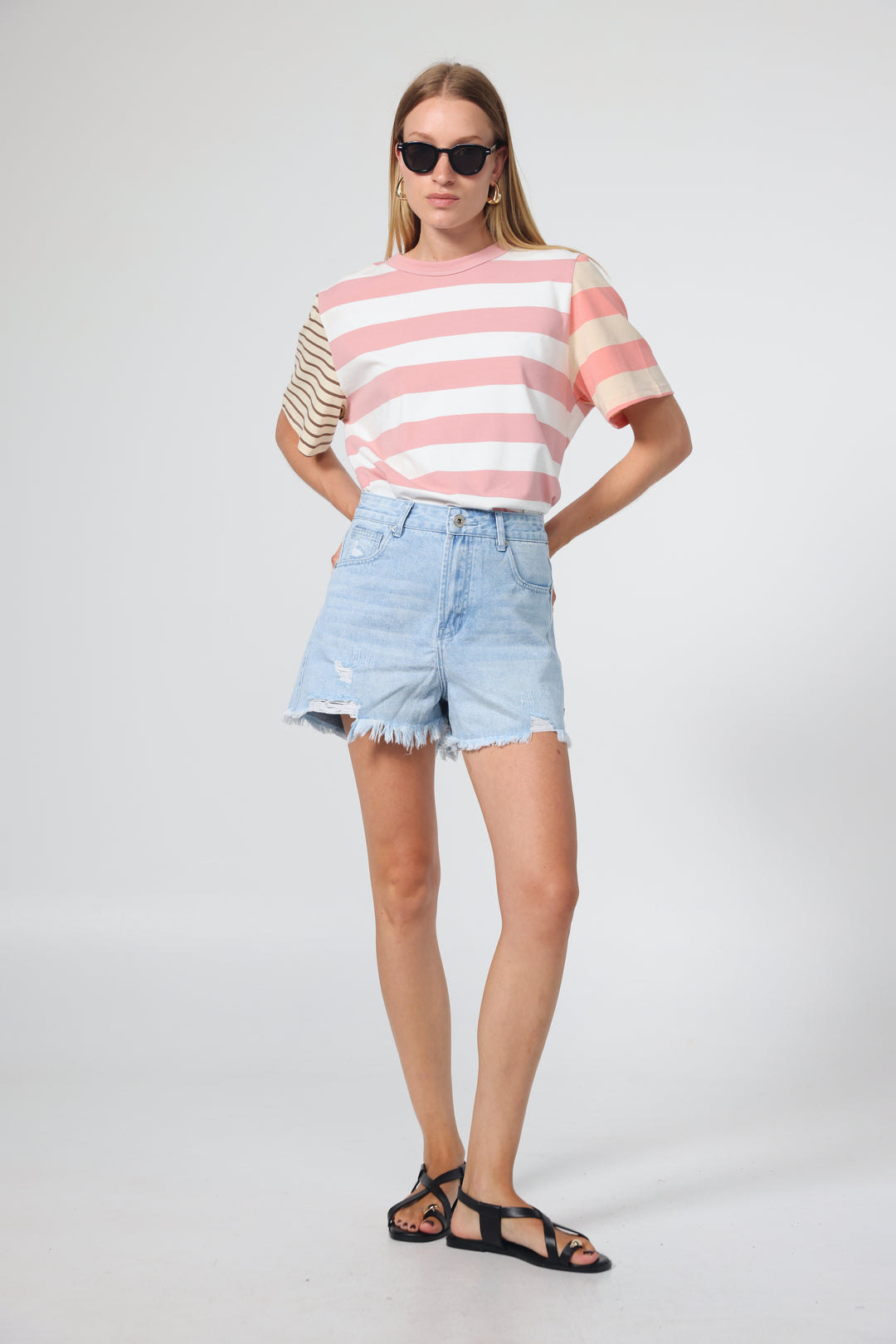 Time Pink Mixed Stripes T-Shirt