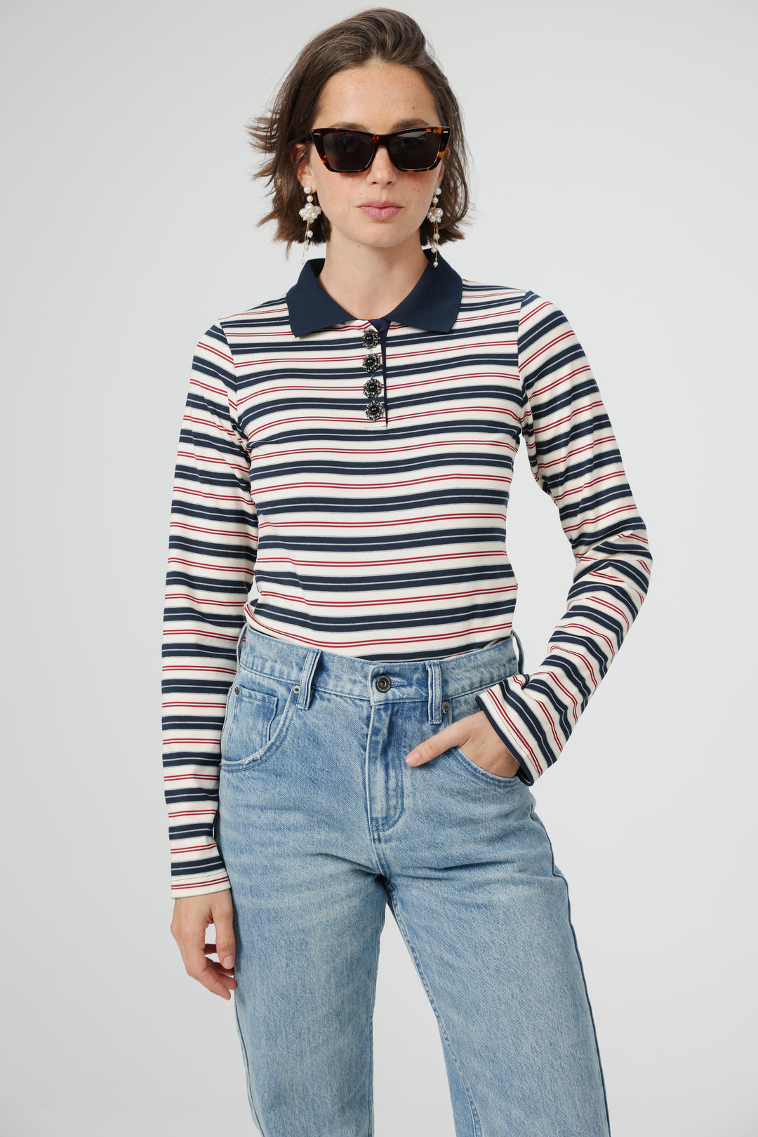 Sweeter Navy Striped Polo