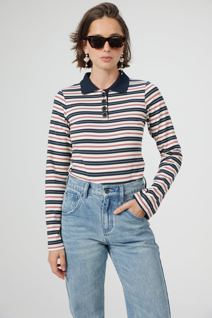 Sweeter Navy Striped Polo