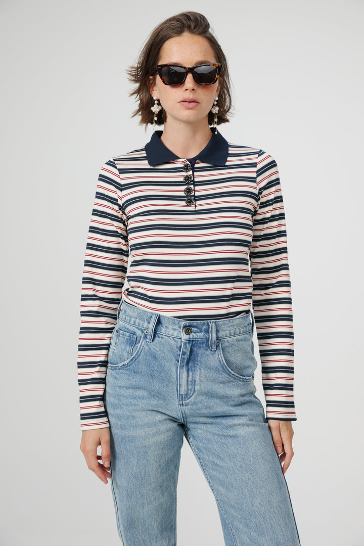 Sweeter Navy Striped Polo