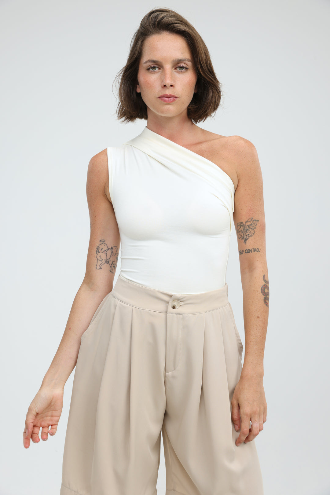 Joy White One Shoulder Top