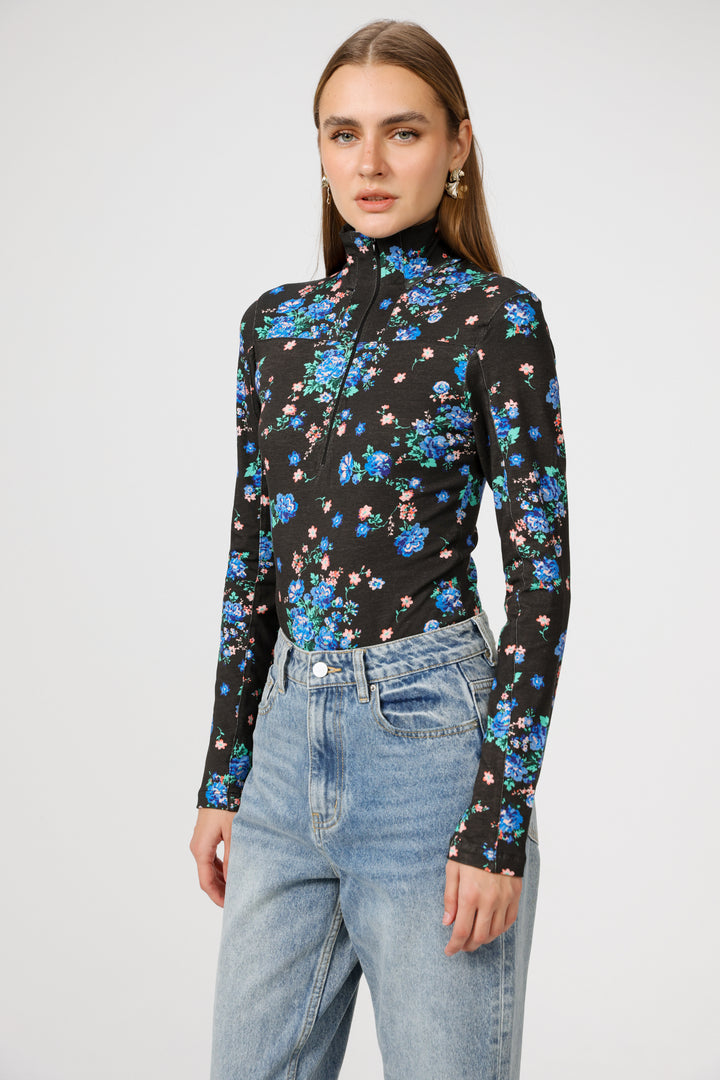 Lovely Black Floral Bodysuit