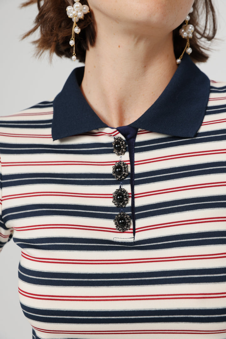 Sweeter Navy Striped Polo