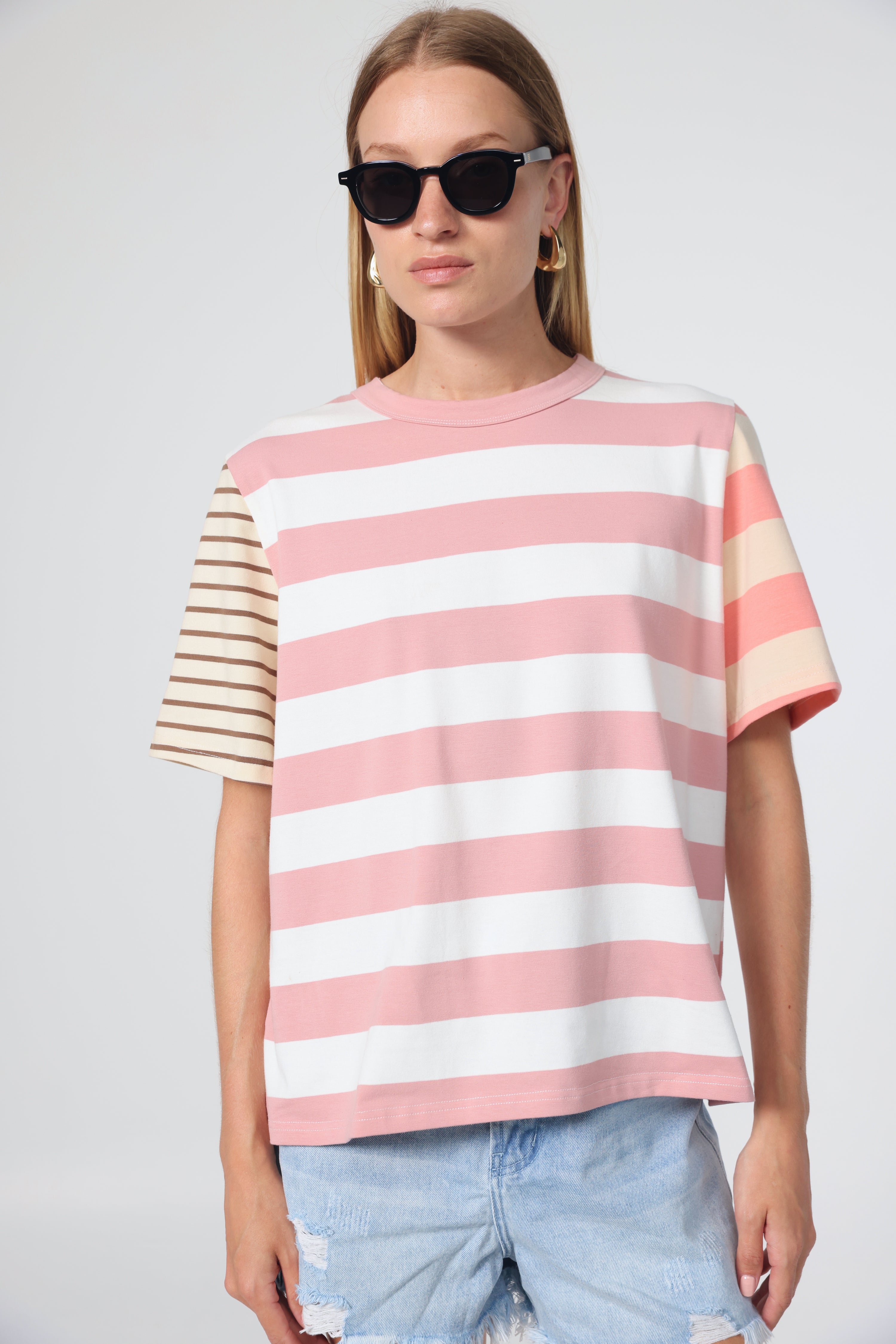 Time Pink Mixed Stripes T-Shirt – SEESTARZ