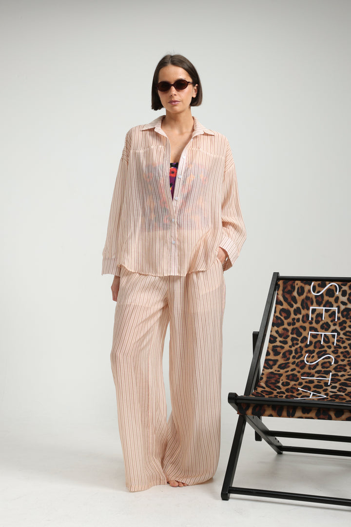 Fluid Pink Stripd Shirt