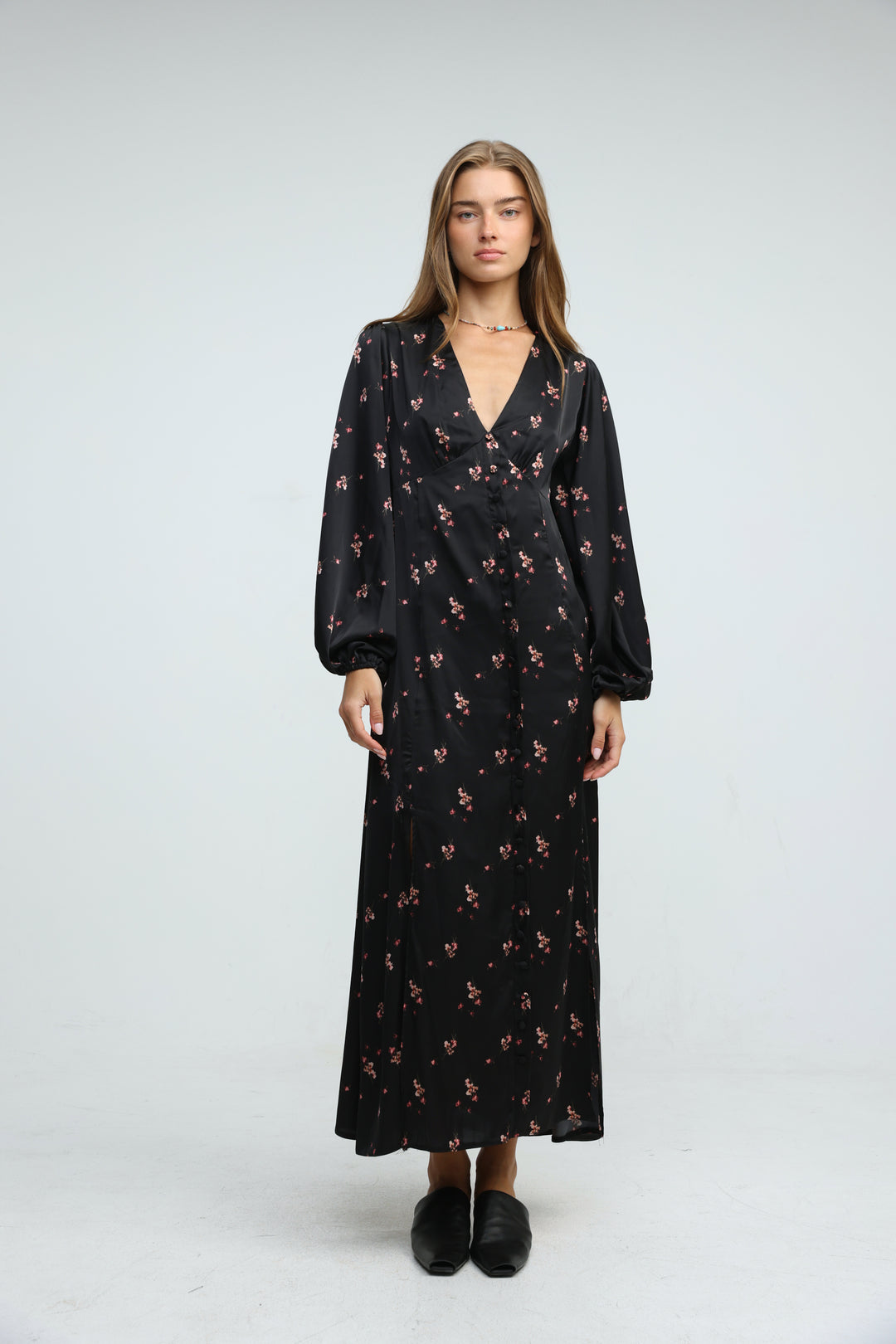 Le Soir Black Floral Dress