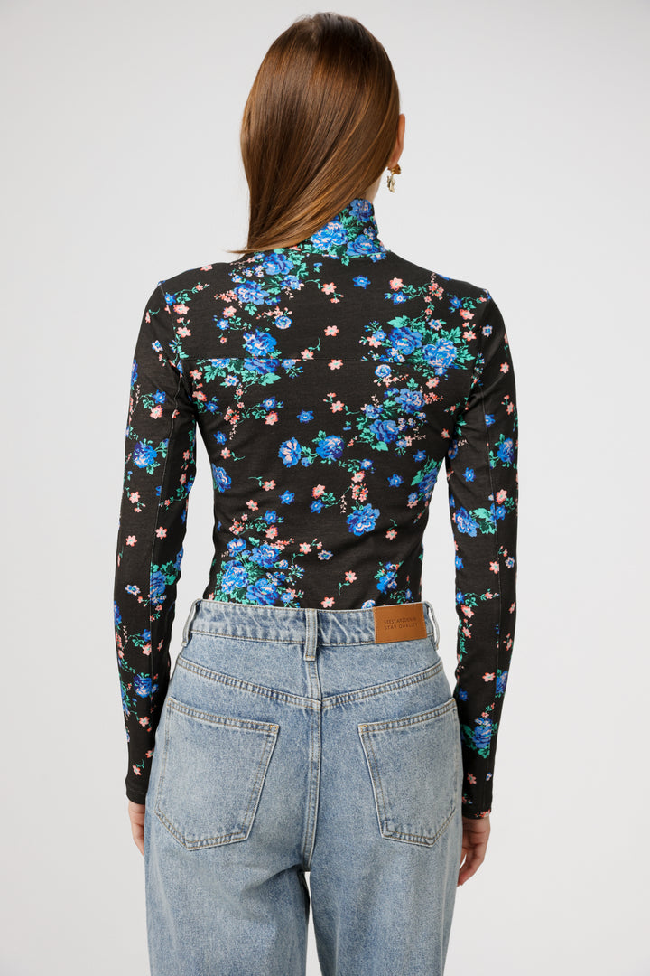 Lovely Black Floral Bodysuit