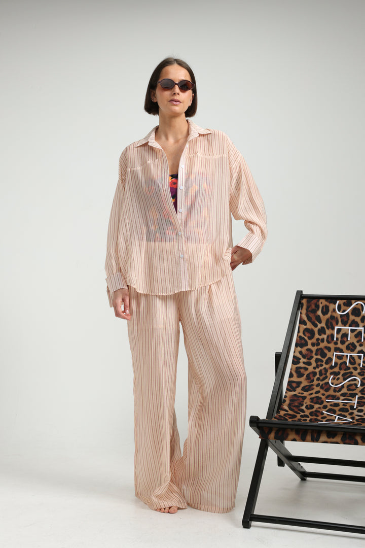 Fluid Pink Stripd Shirt