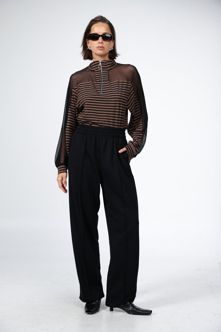 Adam Brown Stripes Mesh Polo