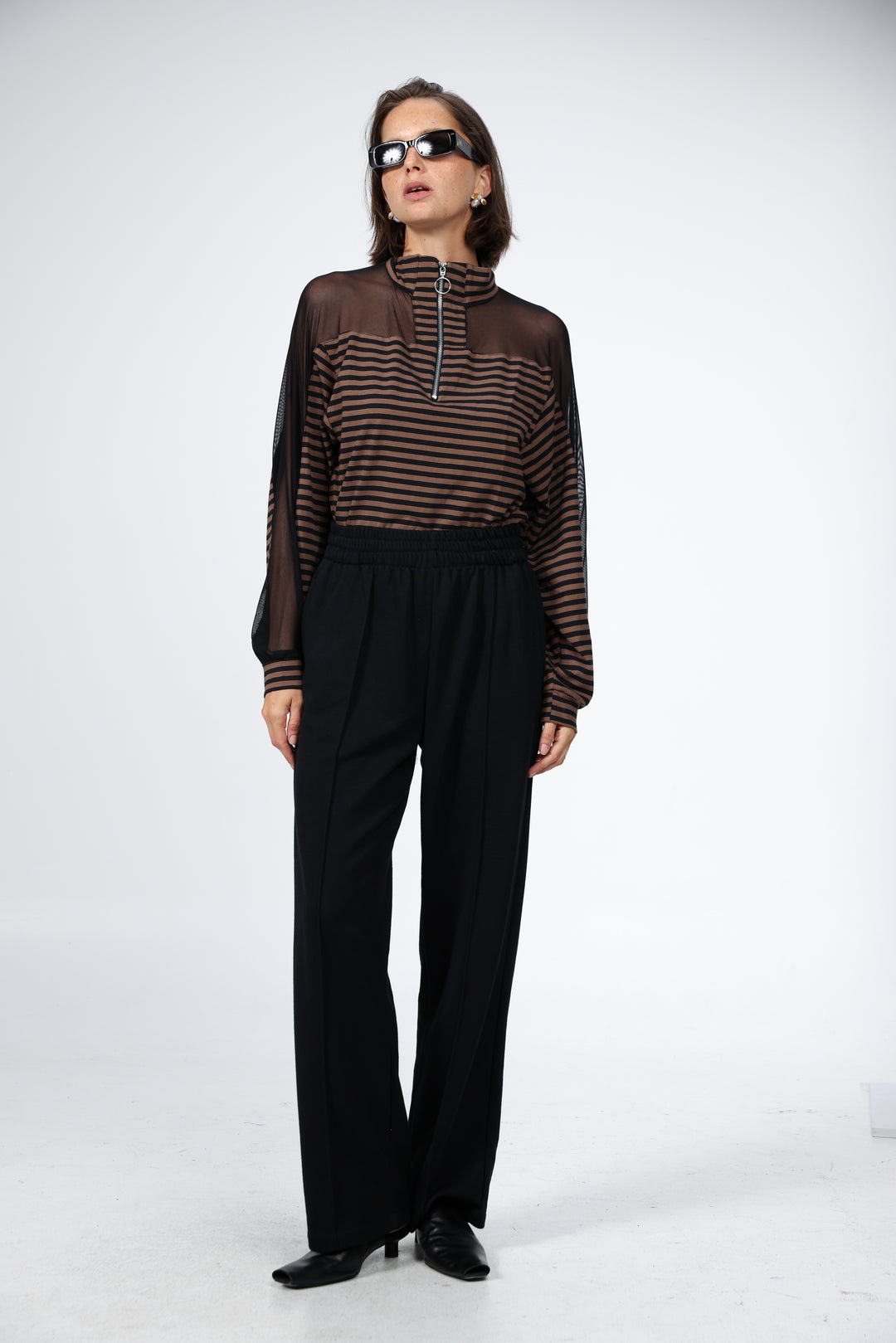 Adam Brown Stripes Mesh Polo