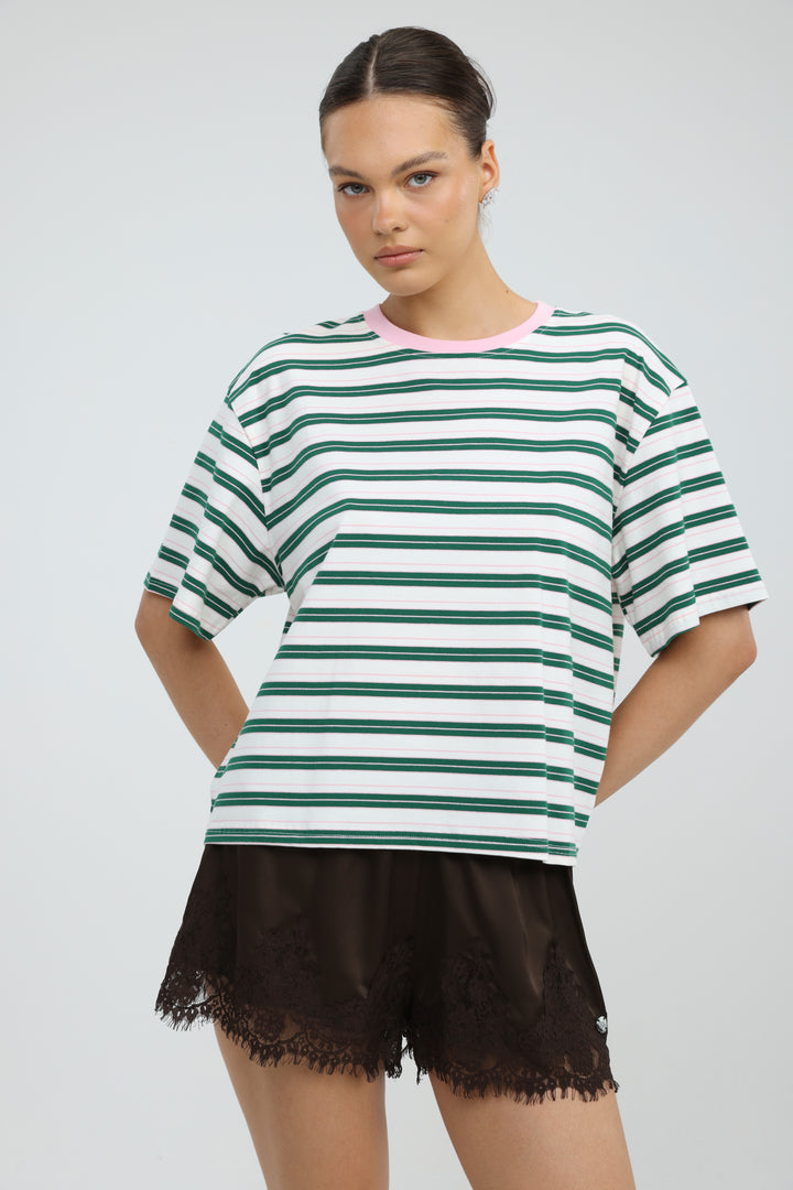 Just Green/Pink Striped T-Shirt
