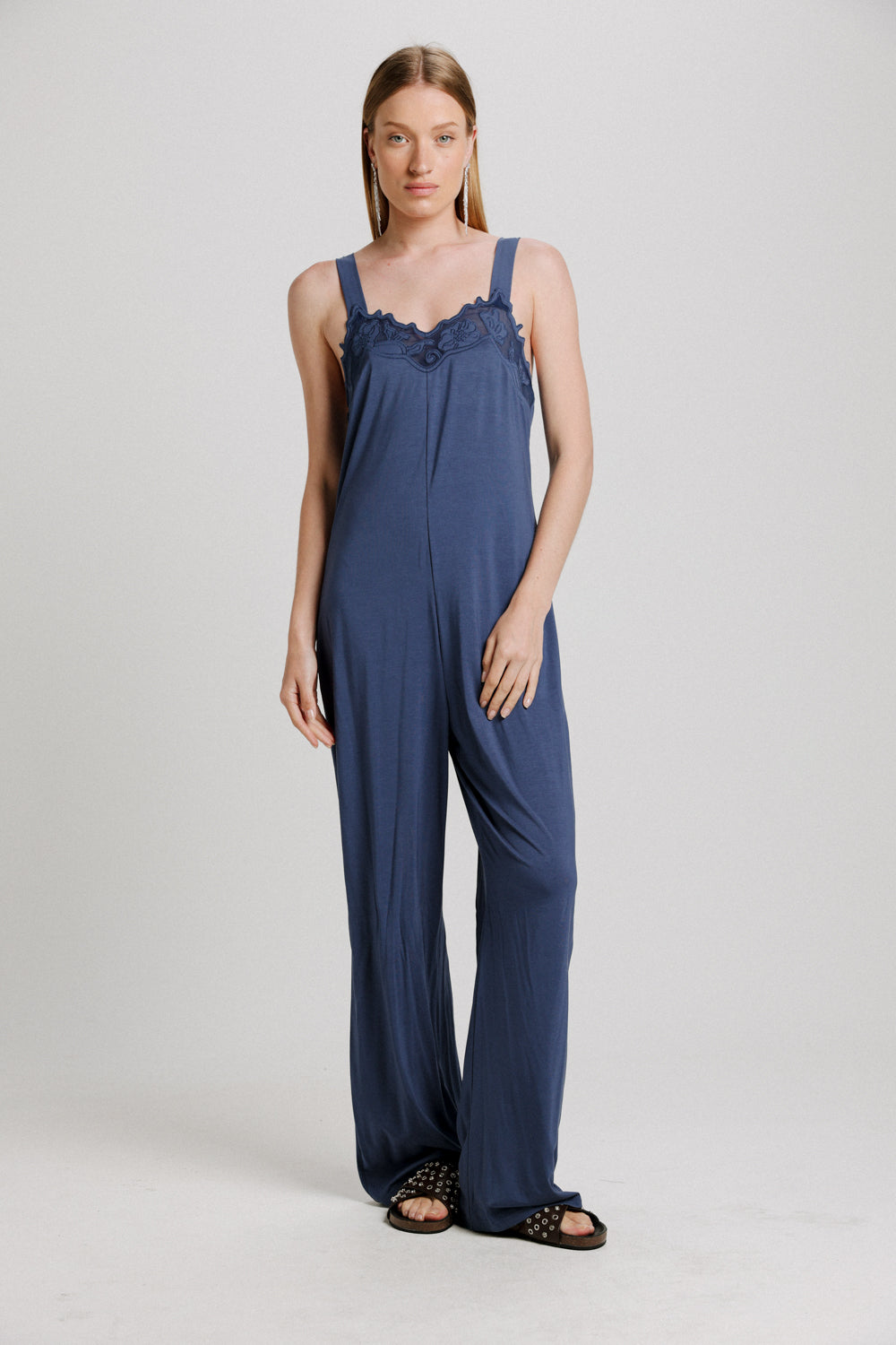 Lace Blue Jumpsuit