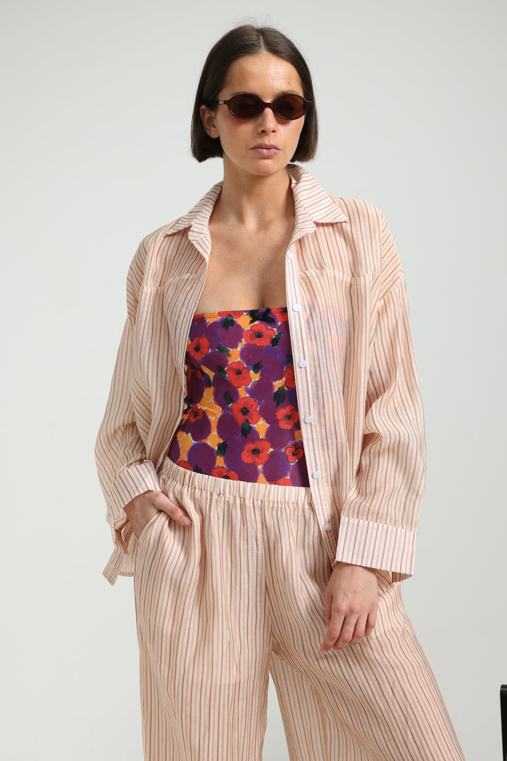 Fluid Pink Stripd Shirt