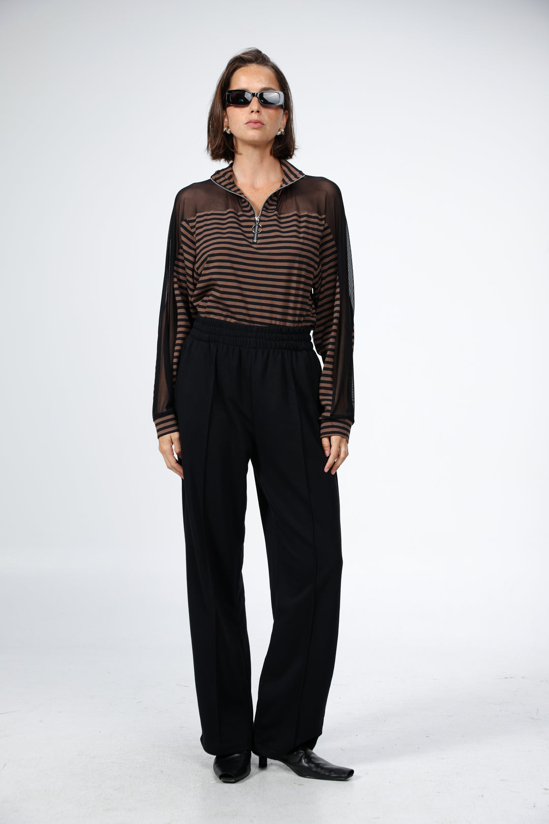 Adam Brown Stripes Mesh Polo