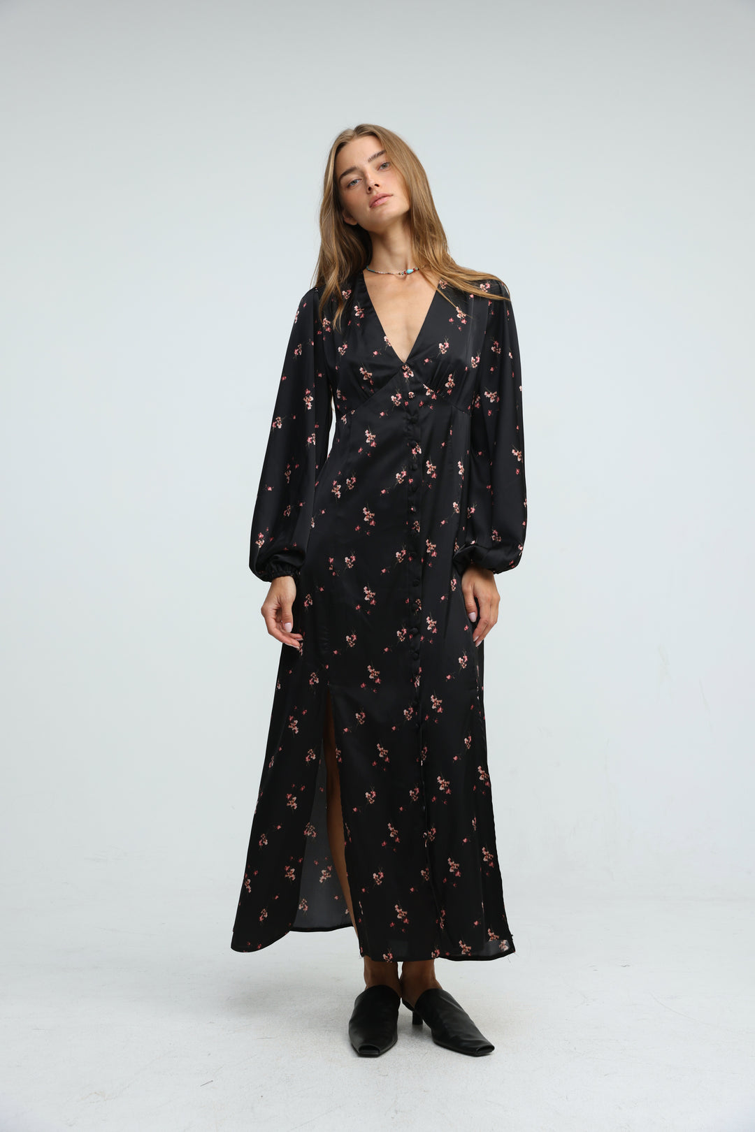 Le Soir Black Floral Dress