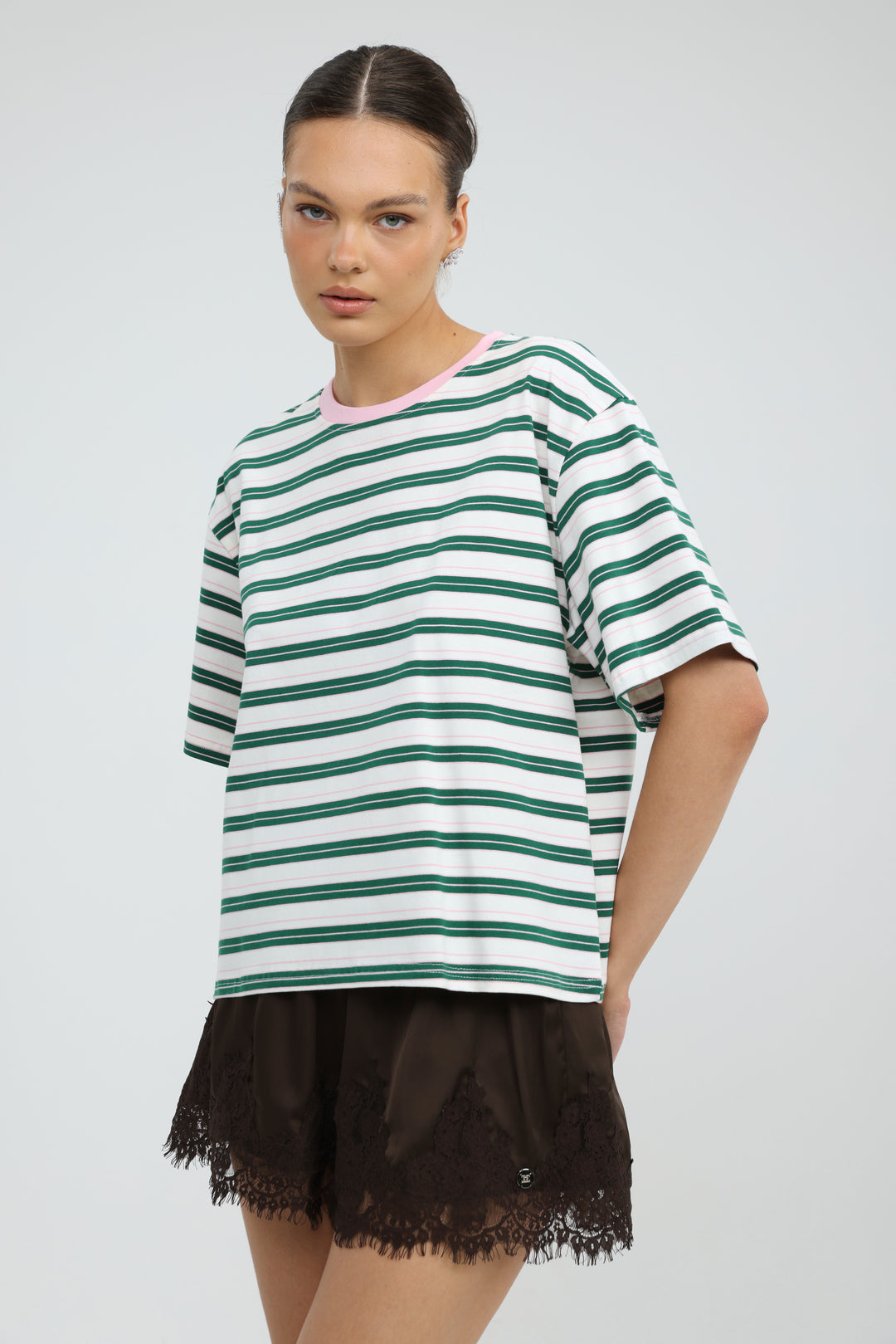 Just Green/Pink Striped T-Shirt
