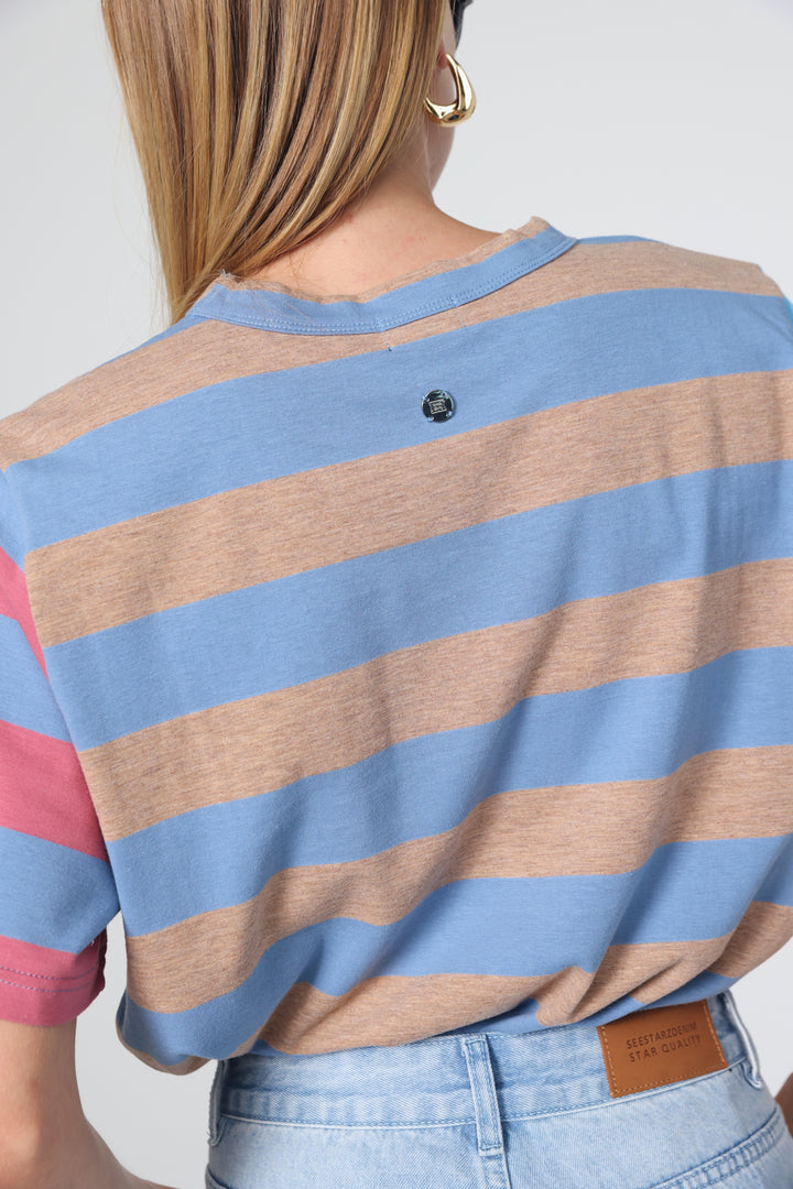 Time Blue Mixed Stripes T-Shirt