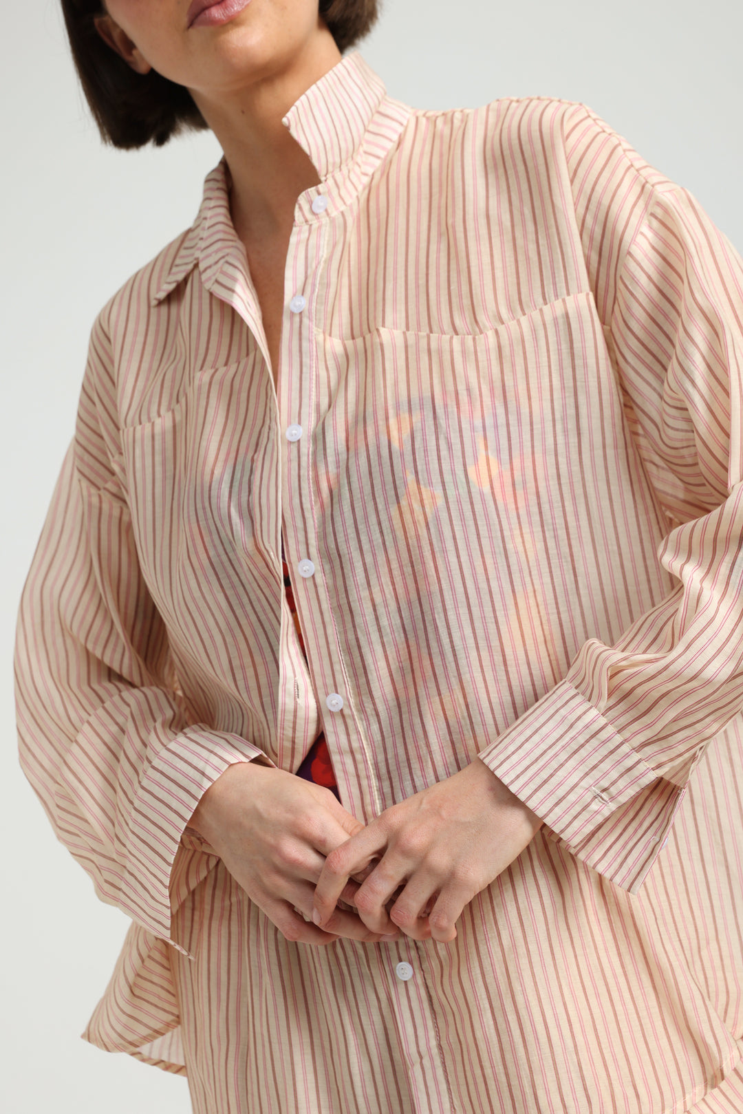 Fluid Pink Stripd Shirt