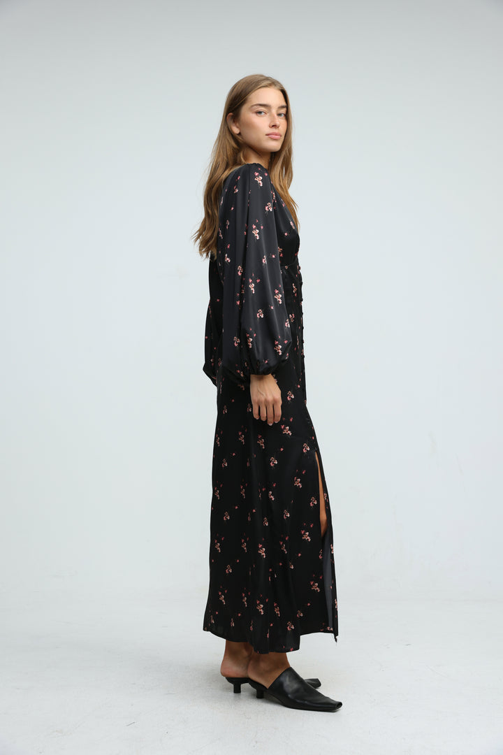 Le Soir Black Floral Dress